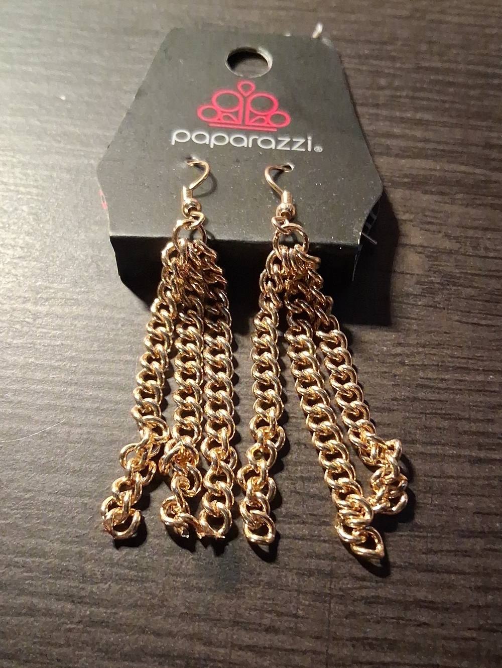paparazzi Shimmering Gold Chain Tassel Earrings